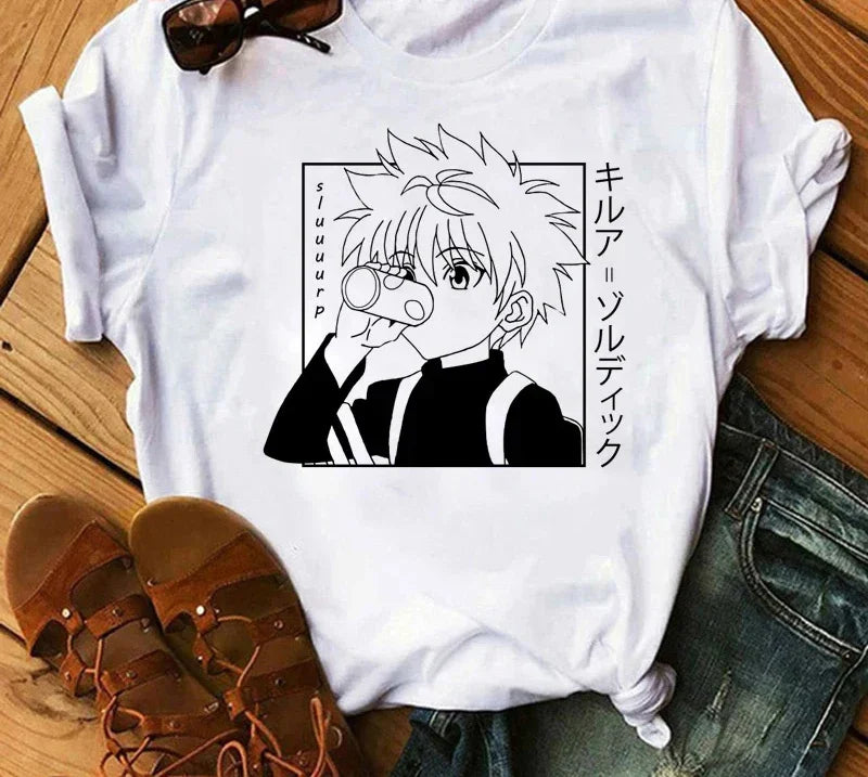 Hunter x Hunter Graphic Print T-Shirt – Women’s Vintage Casual Style