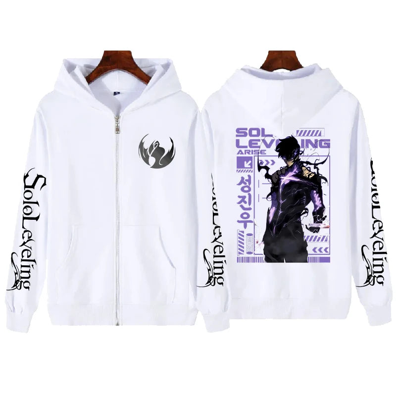 Solo Leveling Sung Jin-Woo Zip-Up Hoodie – Unisex Fleece Streetwear